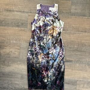 🎨 Nicole Miller Velvet Floral Botanical Midi Tank Dress Size 8